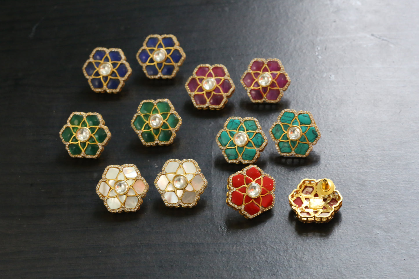 Jadau Kundan Stud Earrings - ABJ101-8