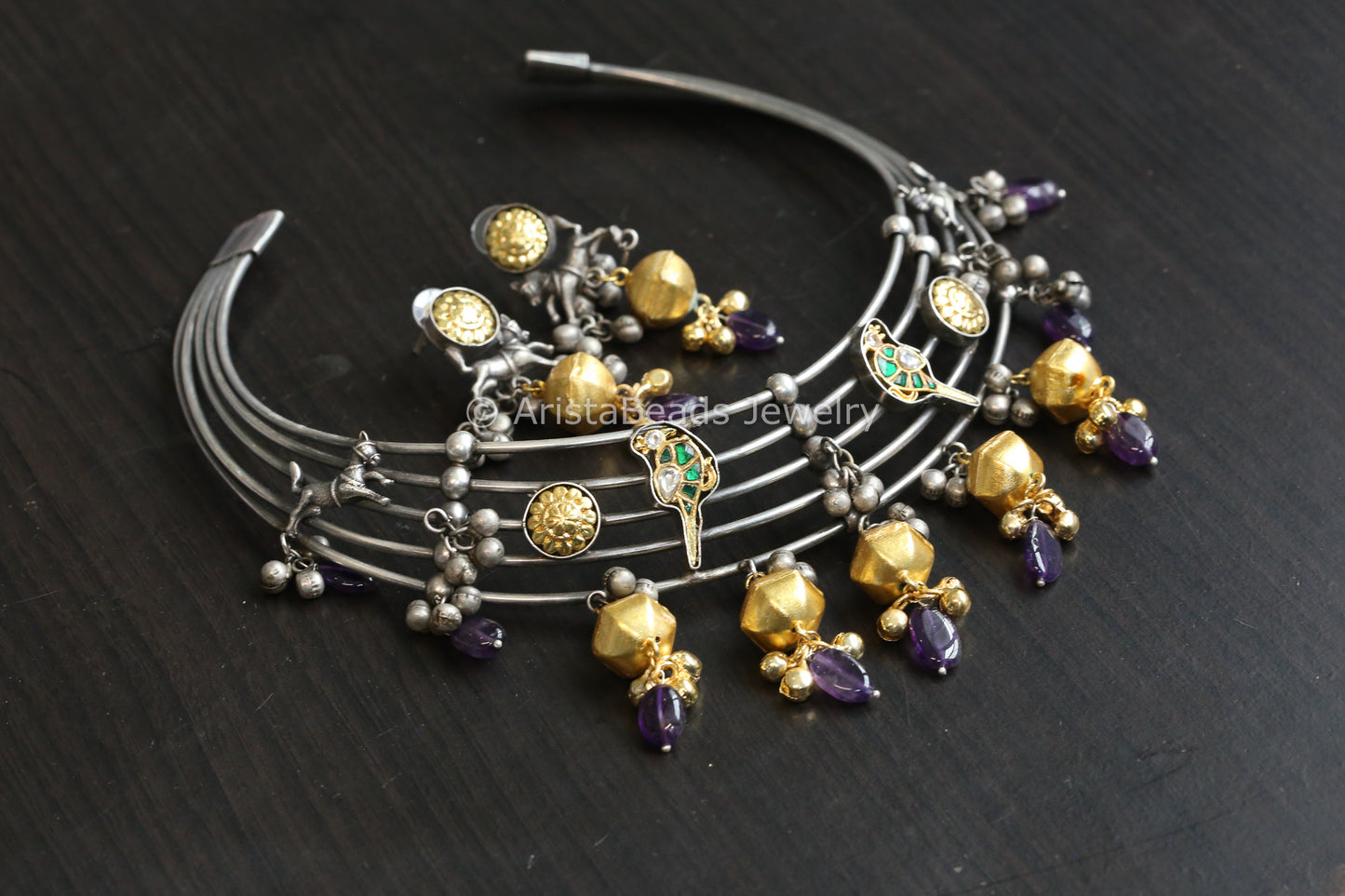 Dual Tone Fusion Kundan Hasli Set (ABJ-N101-96)