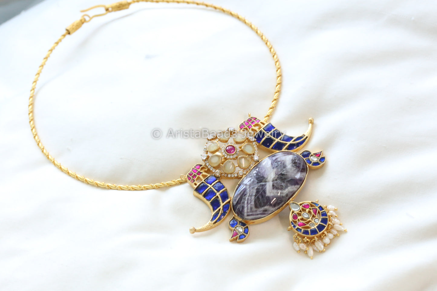 Sunehri Fusion Amethyst & Kundan Necklace (102-11)