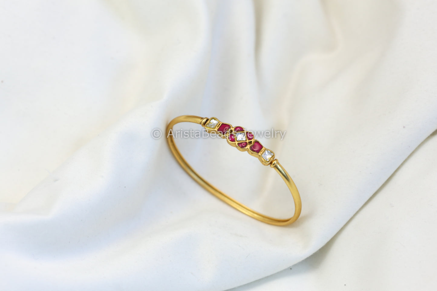 Dainty Jadau Bracelet (Openable) - Ruby Clear