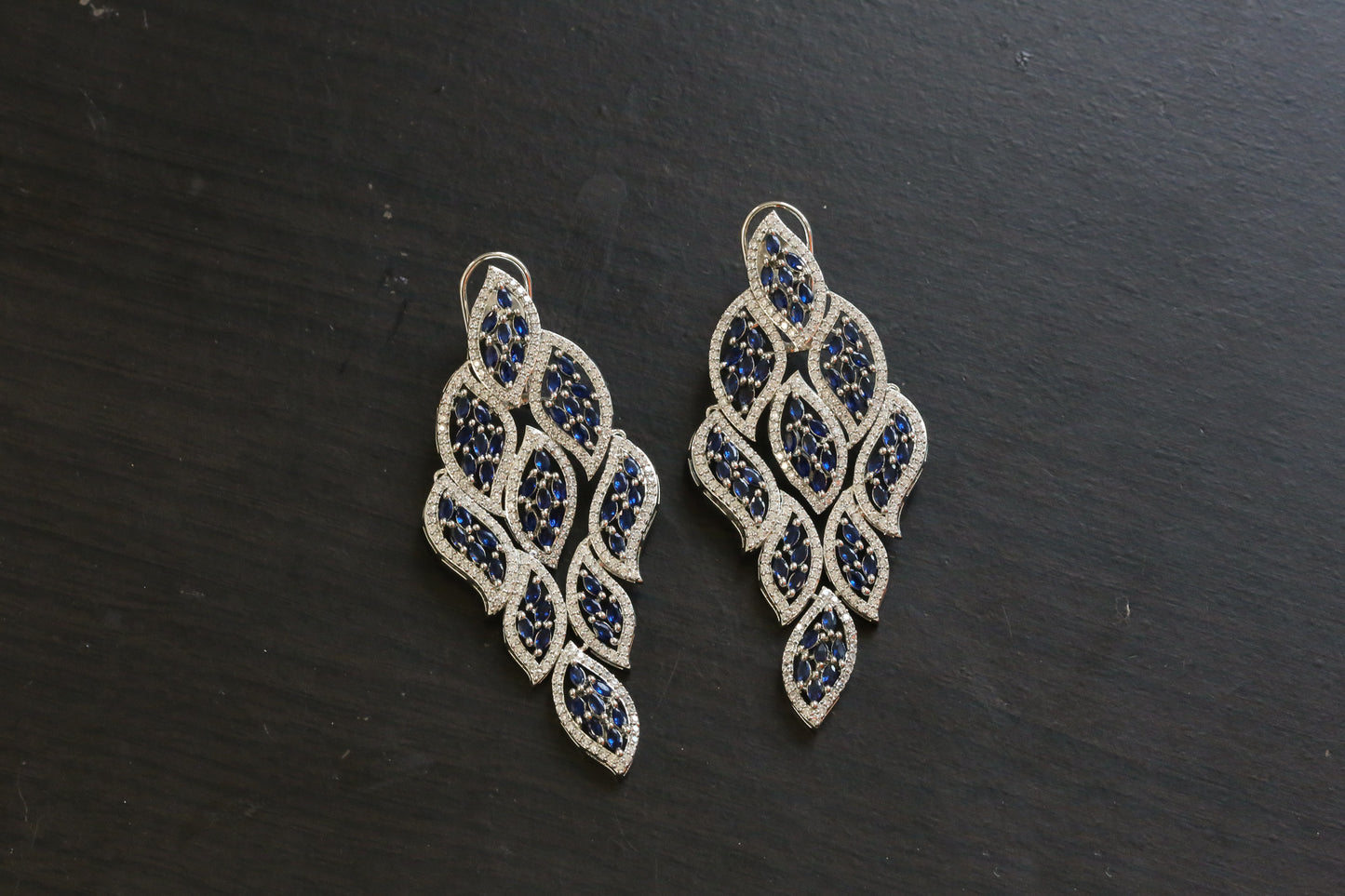 Contemporary CZ Leaf Earrings- ABJ101-12