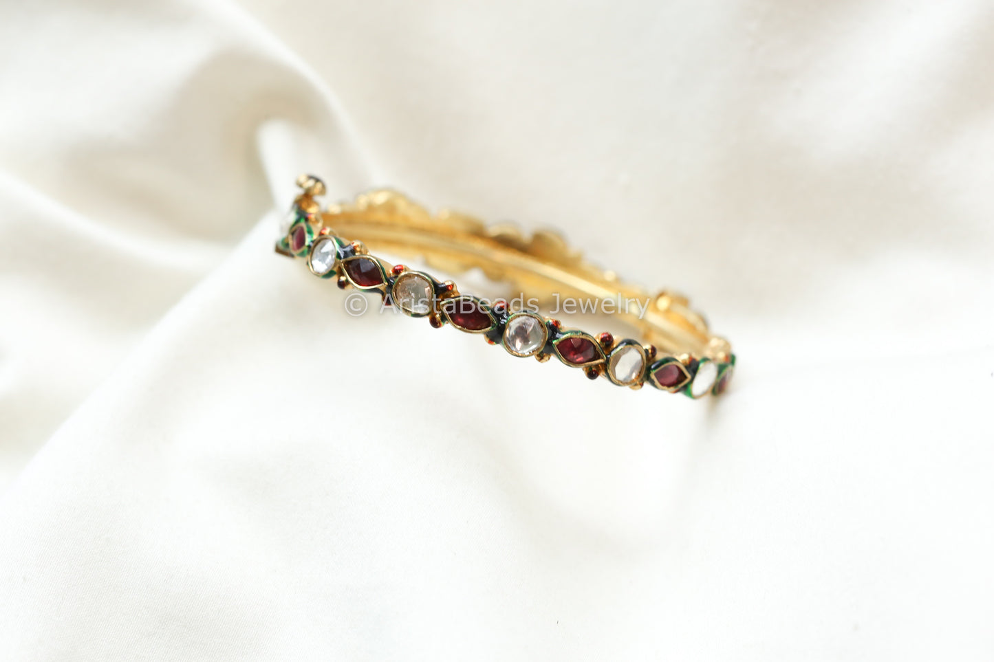 Handmade Pachi Kundan Reversible Bracelet - ABJ-B101-15