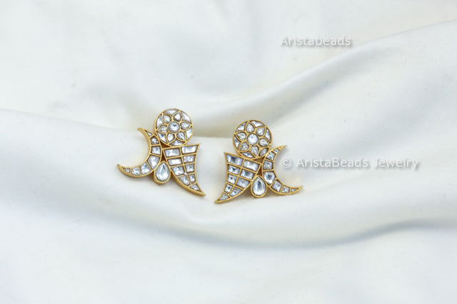 Aadya Contemporary Jadau Earrings - Clear