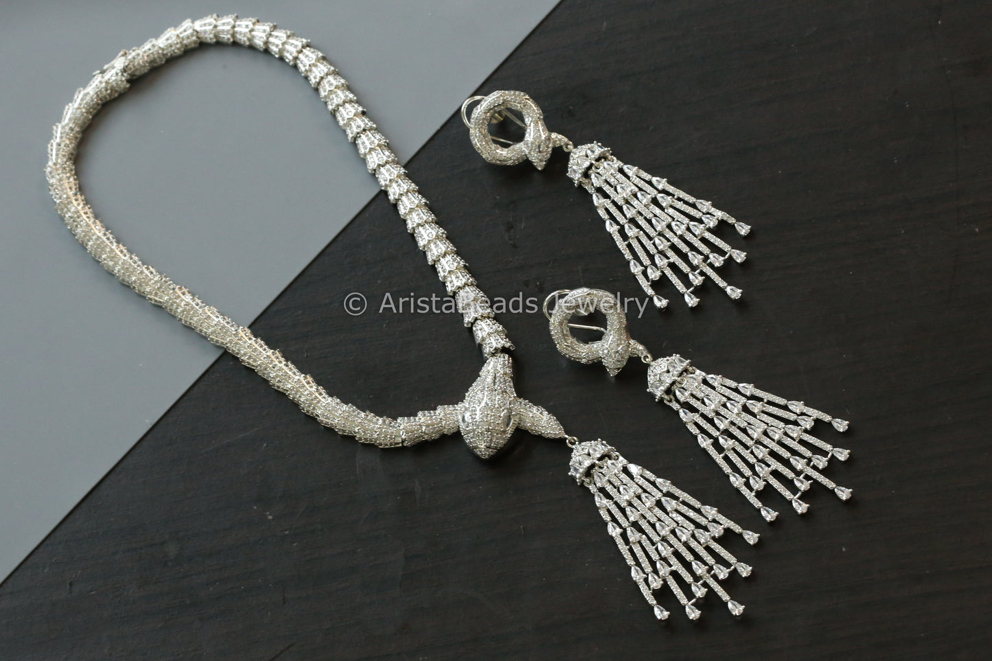 Contemporary CZ Serpenti Necklace Set