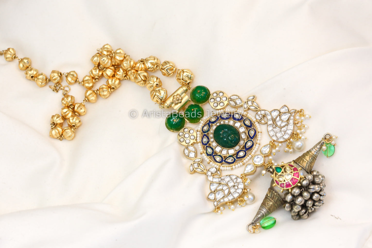 Silver Look Alike Fusion Kundan Necklace (ABJ-N101-44)