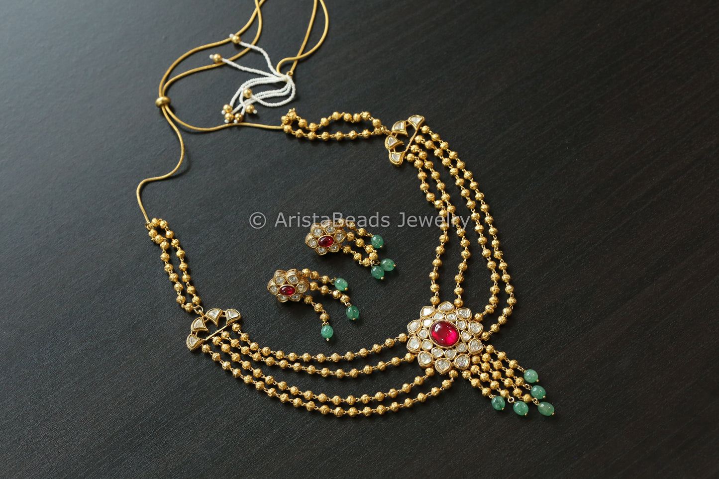 Next To Real Uncut Polki Necklace Set (102-61)