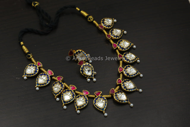 Fusion Jadau Kundan Meenakari Necklace Set