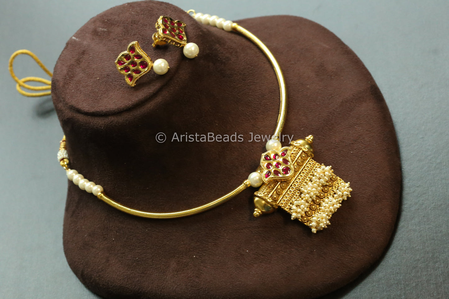 Dainty Ruby Tabeez Hasli Necklace Set (103-04)