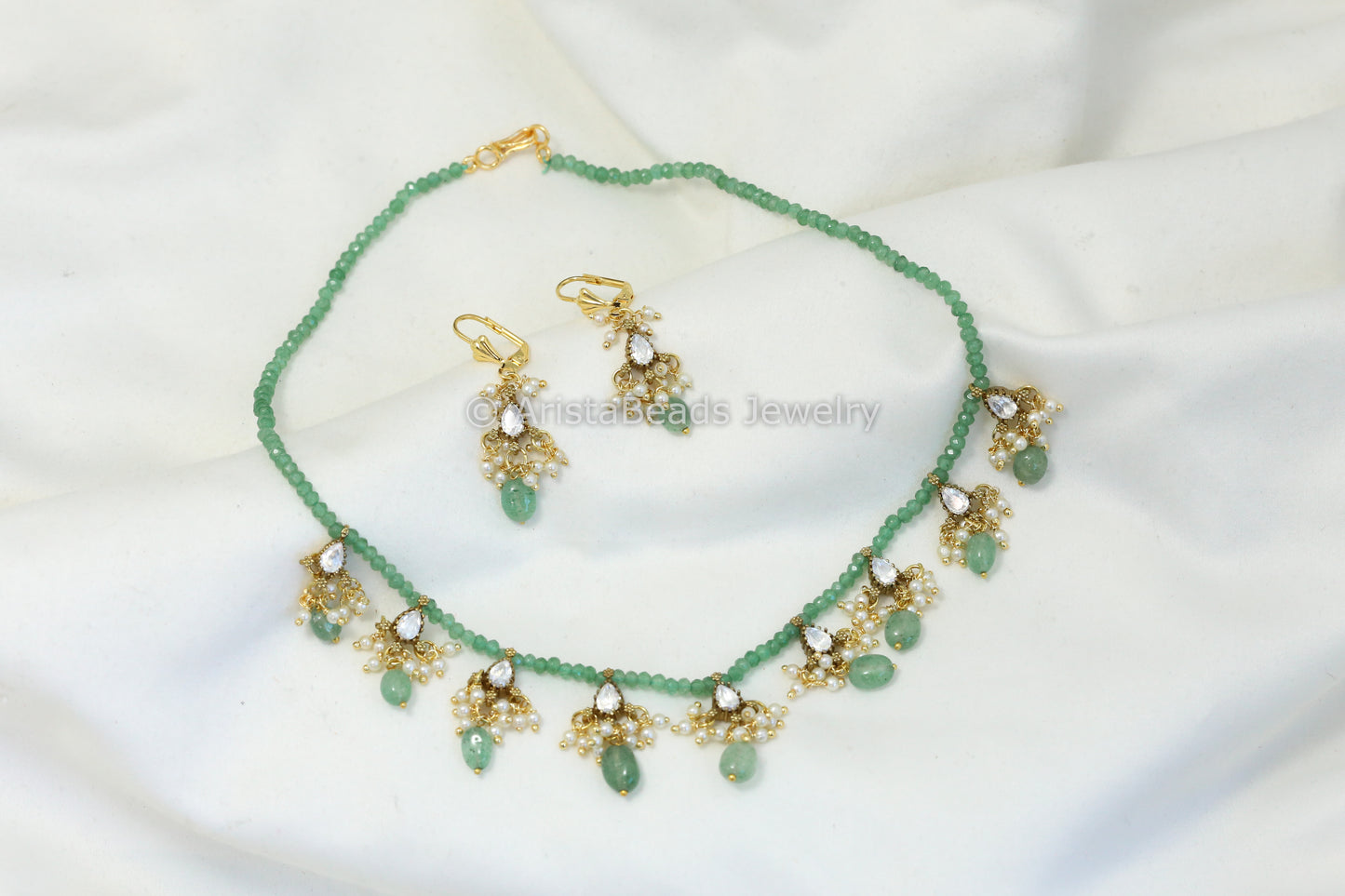 Dainty CZ Polki Chain Set - Fluorite