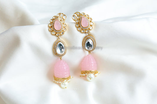 Kundan Paisley Carved Stone Jhumka (101-17)