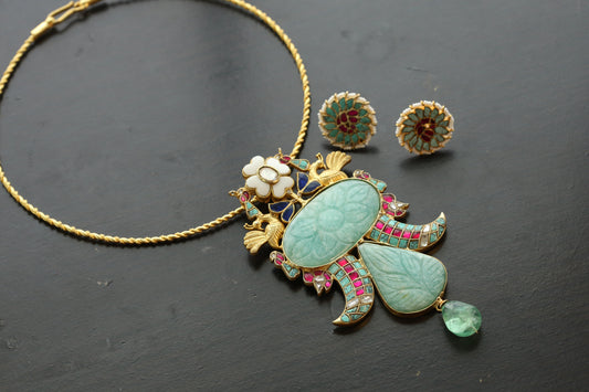 Jadau Fusion Larimar Hasli Necklace Set