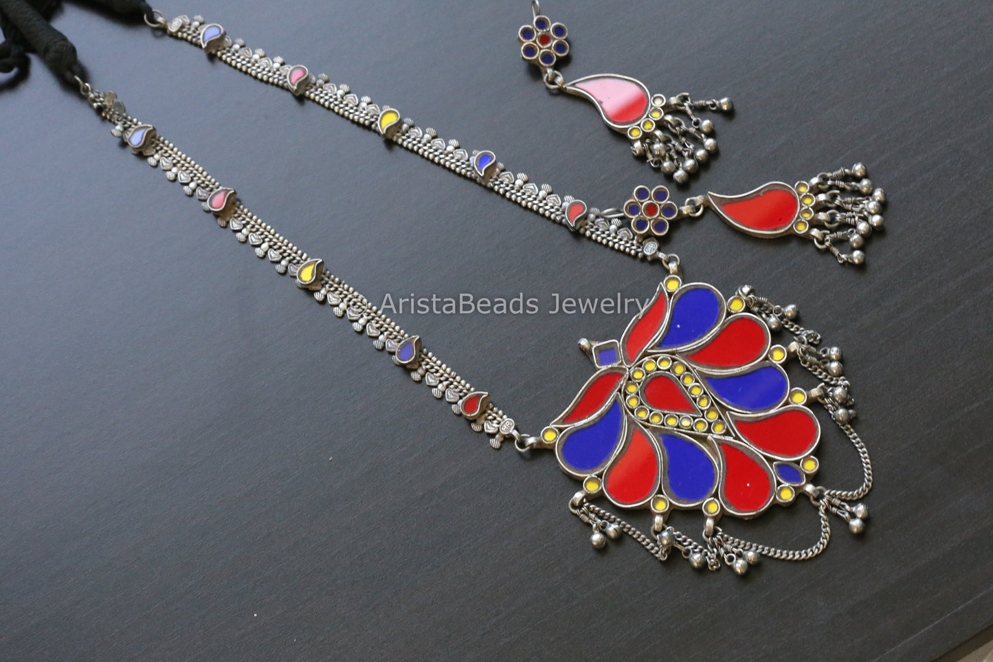 Real Glass Oxidized Necklace Set (T102-10)