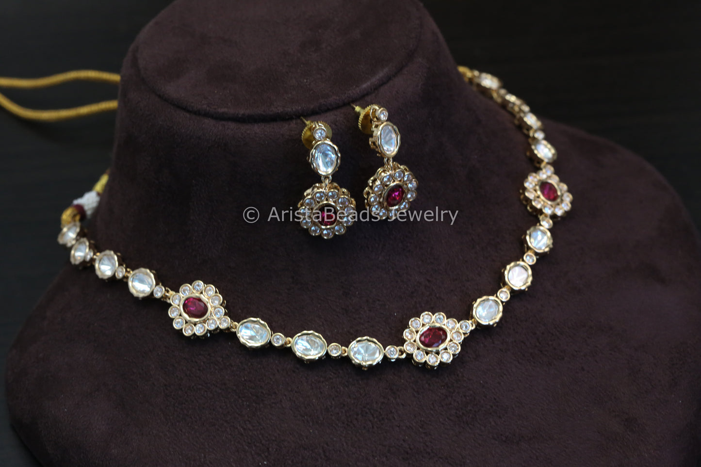 Dainty Red Uncut Polki Set (102-34)