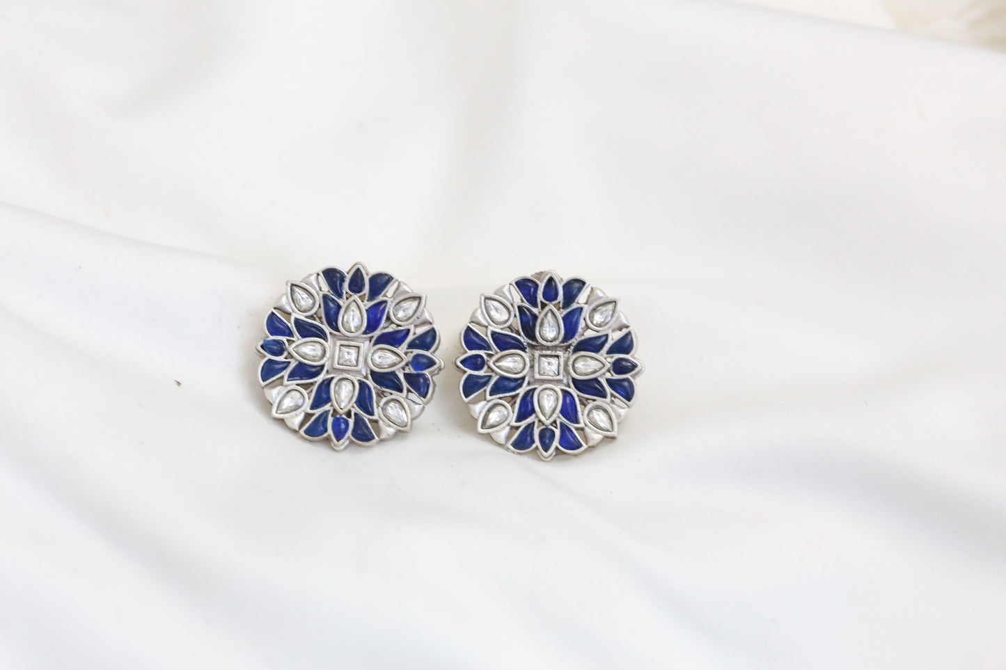 Simran Kundan Studs - Blue