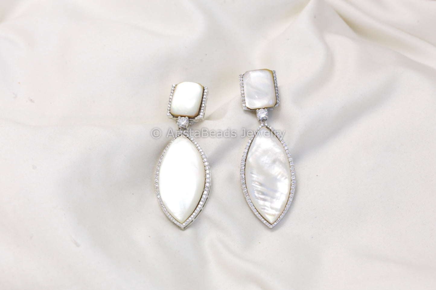 Contemporary MOP & Cz Earrings