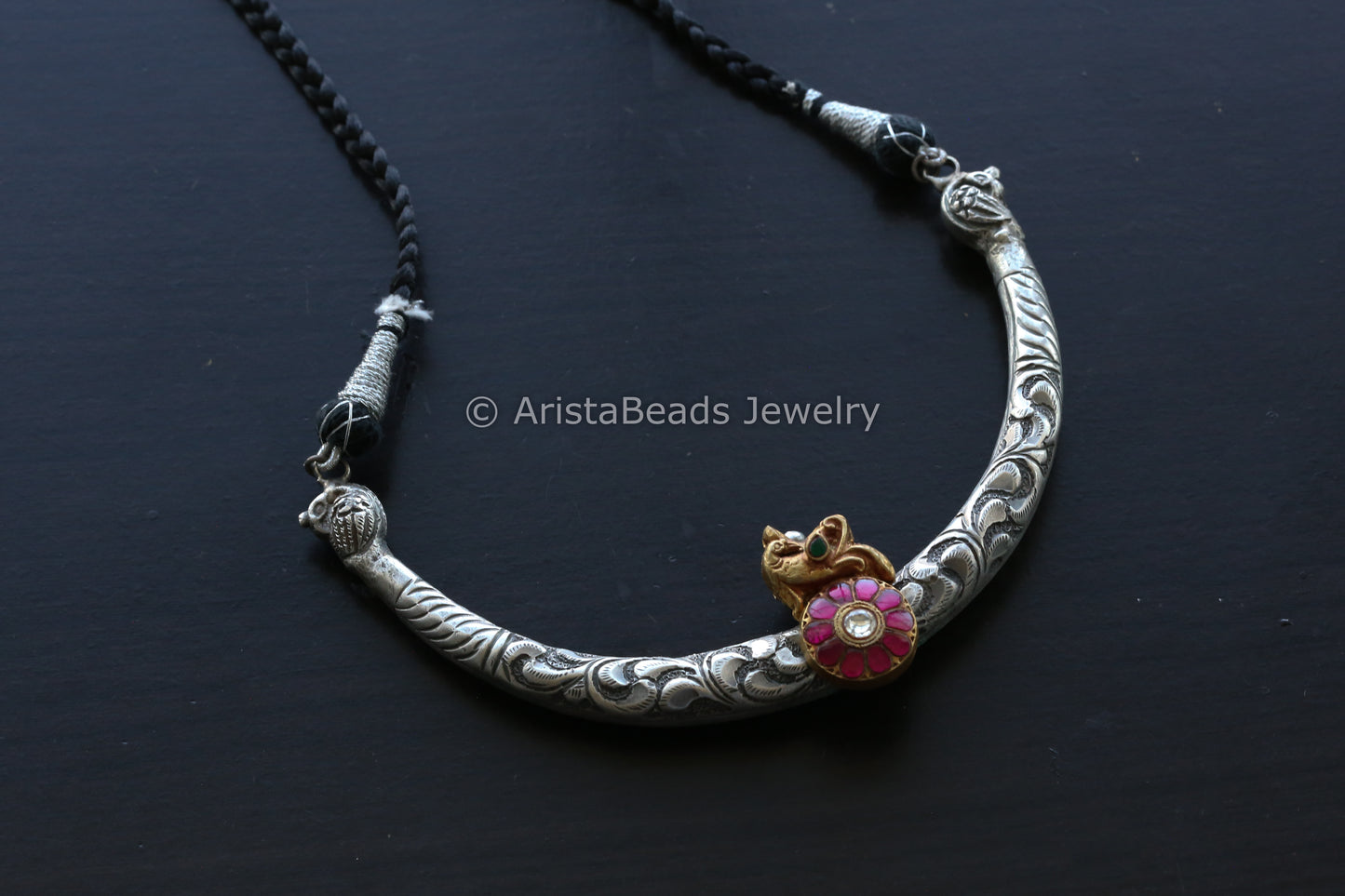 Nakshi Jadau Kundan Designer Hasli - Ruby