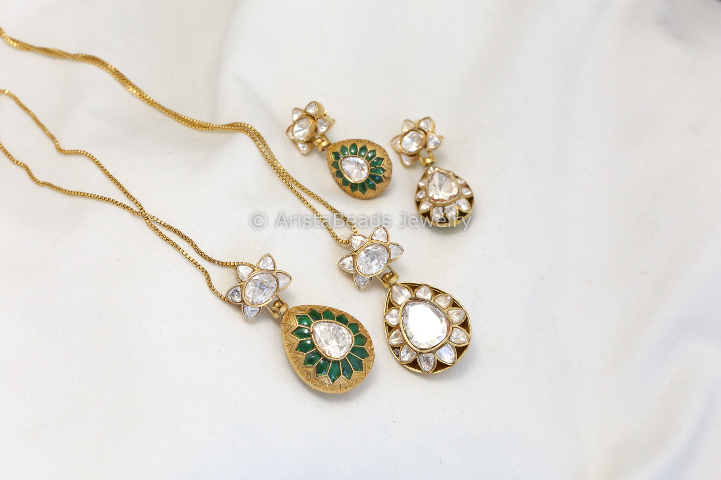 Reversible Real Moissanite Necklace Set (ABJ-N101-24)
