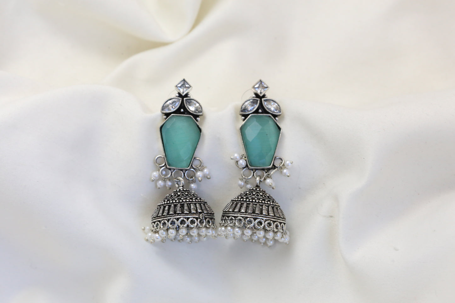 Anara Oxidized Jhumka - Mint