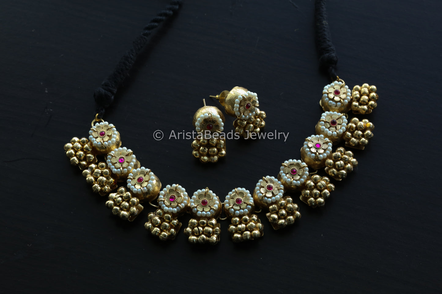 Gold Ghungroo Kemp Necklace Set
