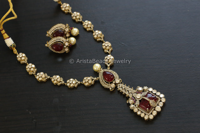 Anaya Victorian Moissanite & Pota Doublet Set - Red