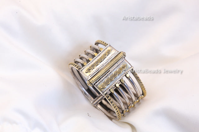 Openable 925 Sterling Silver Dual Tone Bangle