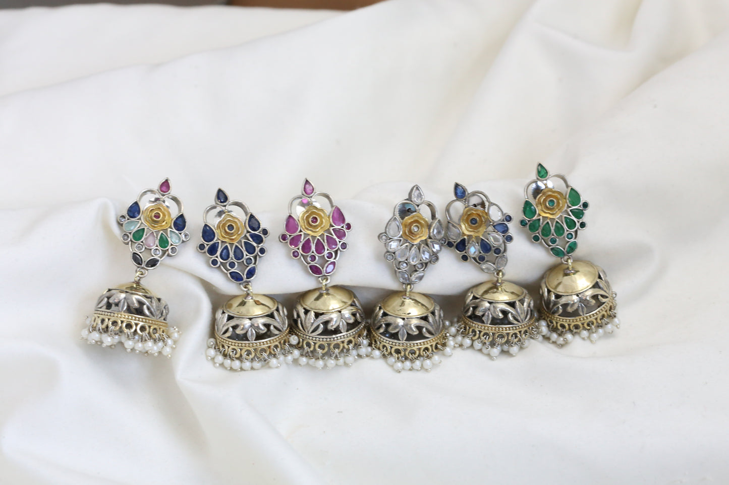 Dual Tone CZ Jhumka (Colors Available)
