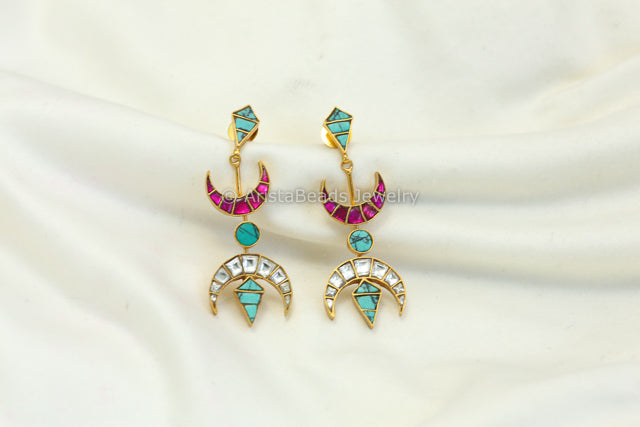 Contemporary Chandrika Earrings - Turquoise