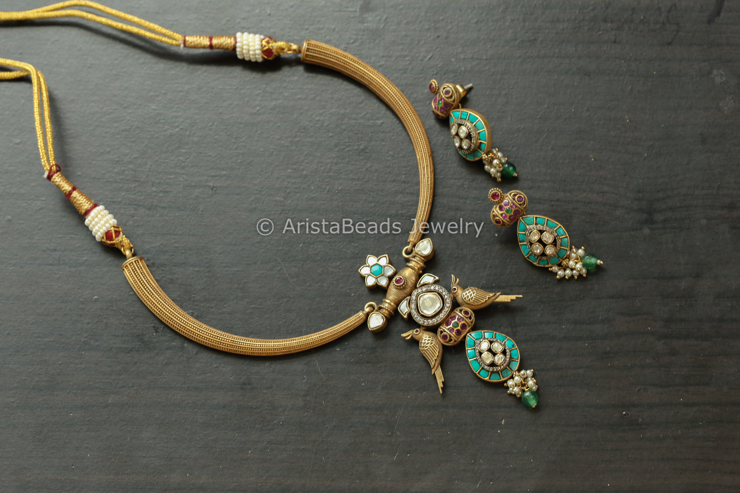 Fusion Jadau Moissanite Hasli Set (ABJ-N101-78)
