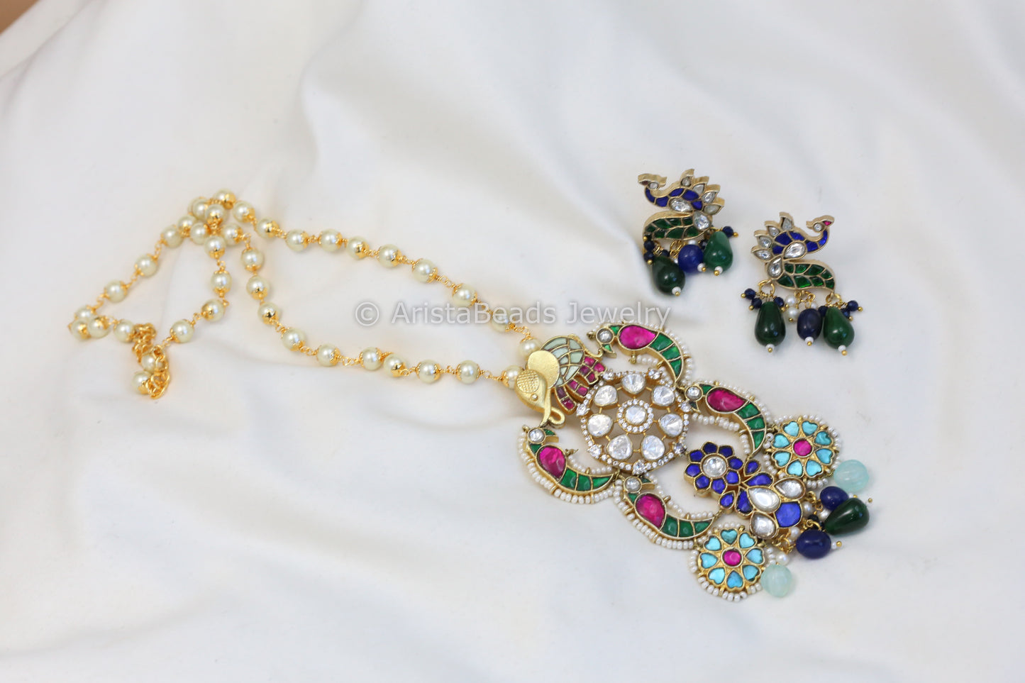 Handmade Jadau Kundan & Moissanite Necklace Set