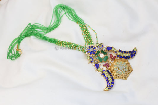 Handmade Jadau Kundan Tiger Nail Necklace