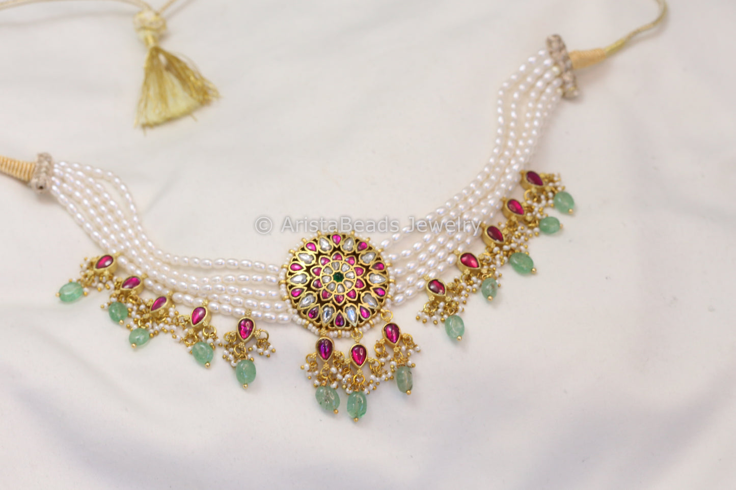 Jadau Kundan Choker Necklace - Multicolor