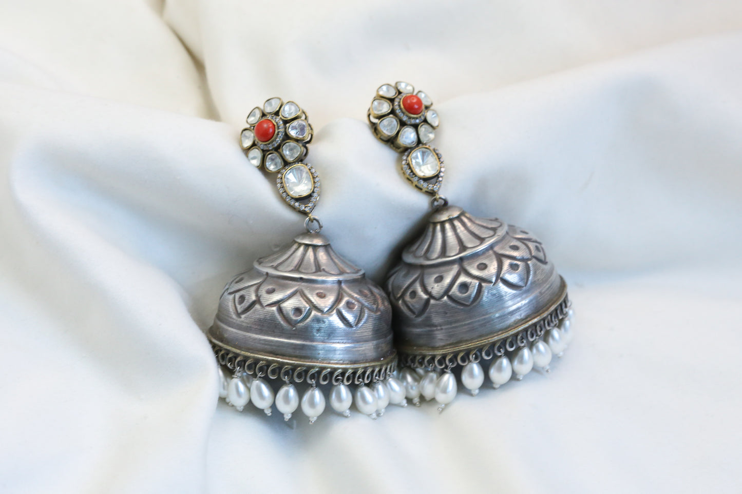 Large Polki Fusion  Jhumka  - ABJOC-16