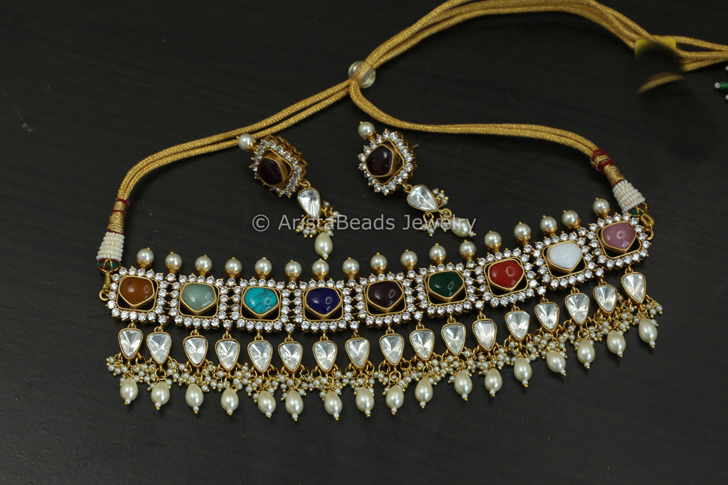 Uncut Kundan Polki & Navratan Stone Set