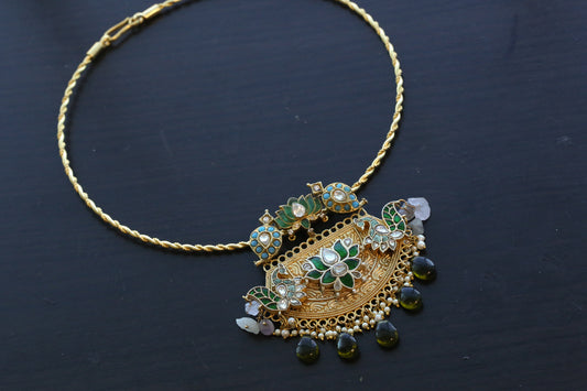 Handmade Fusion Jadau Kundan Hasli Necklace (ABJ-FP101-7)