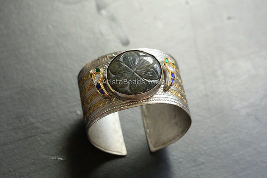 Labradorite Dual Tone Jadau Fusion Bracelet  (ABJ-B101-17)