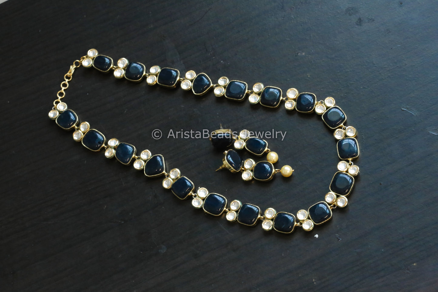 Blue Semiprecious Stone & Kundan Fusion Set