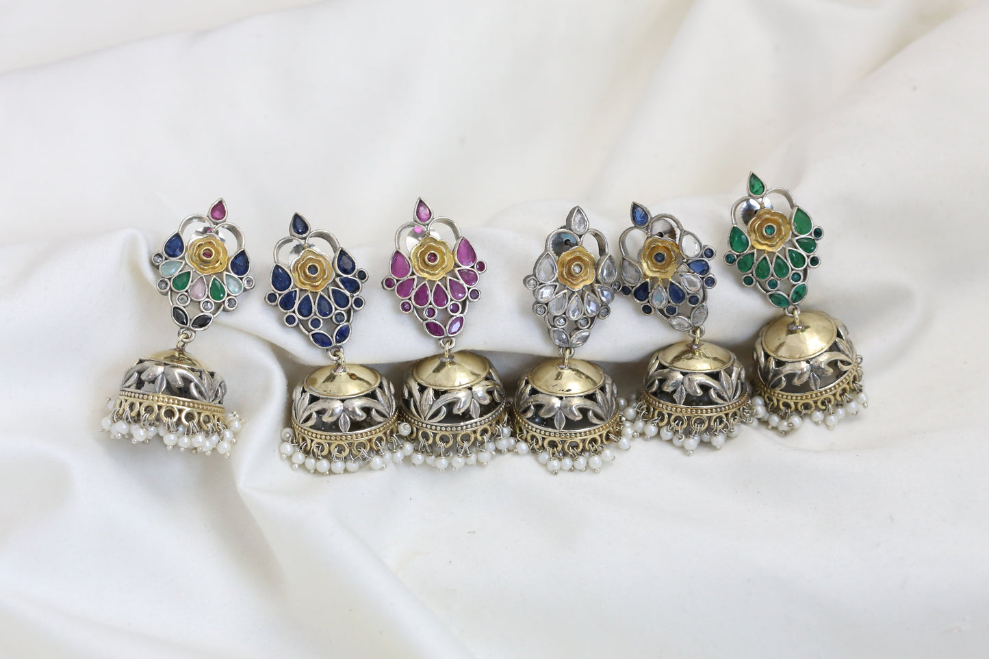 Dual Tone CZ Jhumka (Colors Available)
