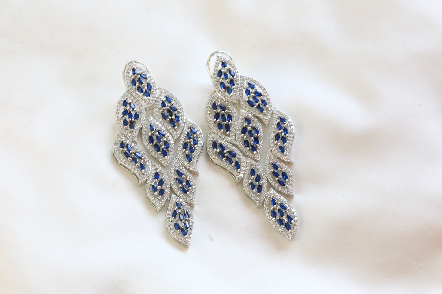 Contemporary CZ Leaf Earrings- ABJ101-12