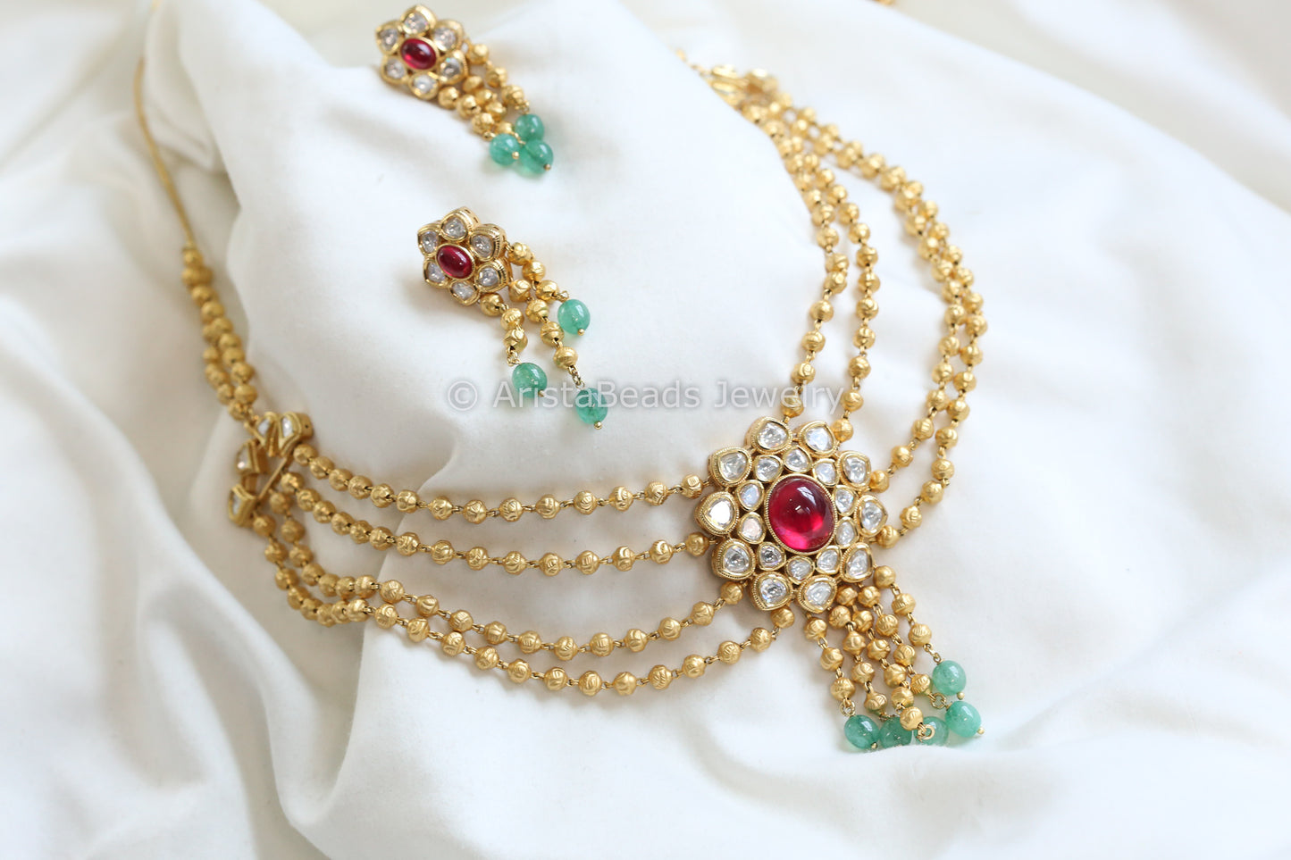 Next To Real Uncut Polki Necklace Set (102-61)