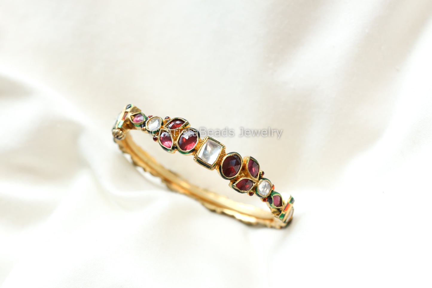 Handmade Pachi Kundan Reversible Bracelet - ABJ-B101-15