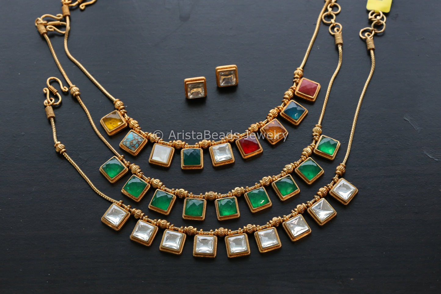 Clear Kundan Poki Necklace Set (ABJ-N101-25)
