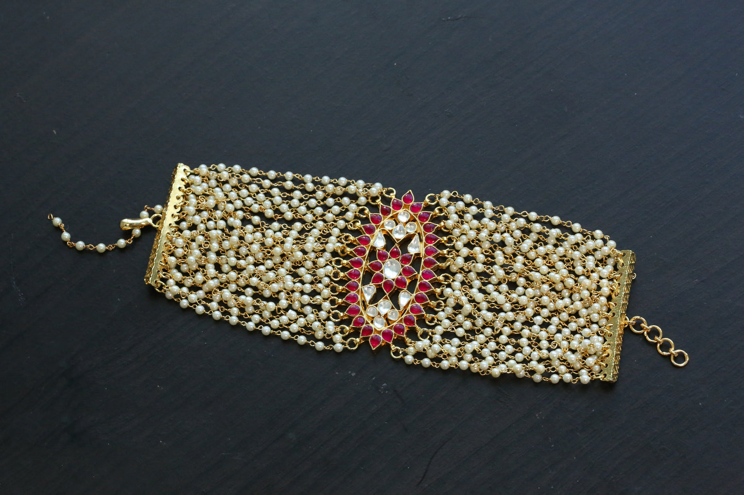 Premium Designer Pachi Kundan Bracelet - ABJ-B102
