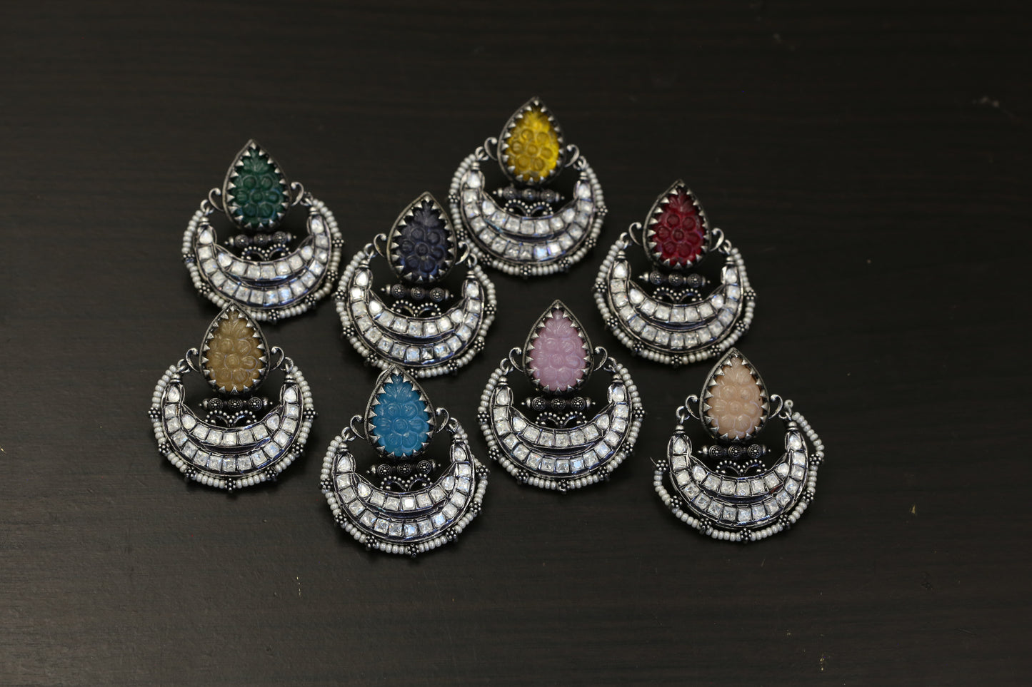 Premium Kundan & Carved Stone Earrings