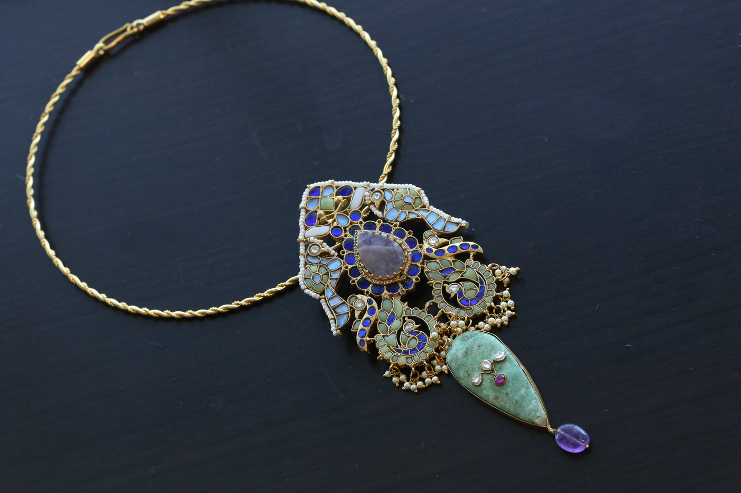 Handmade Fusion Jadau Kundan Hasli Set (ABJ-FP101-3)