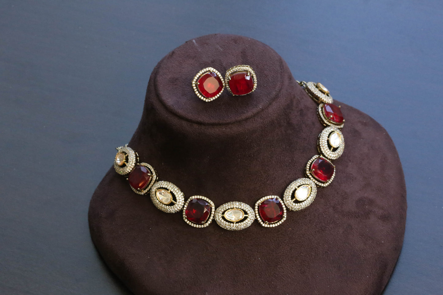Real Moissanite & Red Doublet Set (103-62)