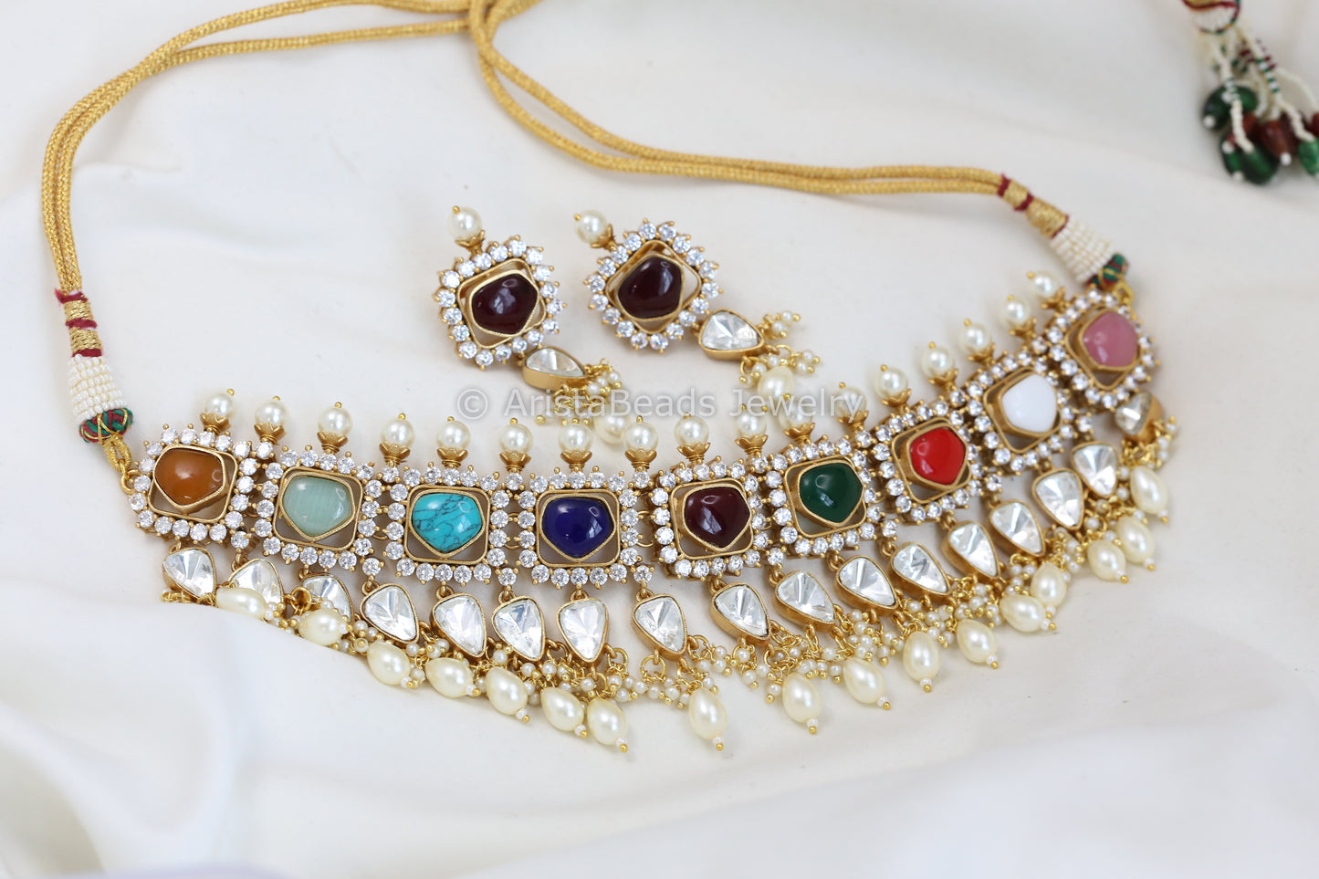 Uncut Kundan Polki & Navratan Stone Set