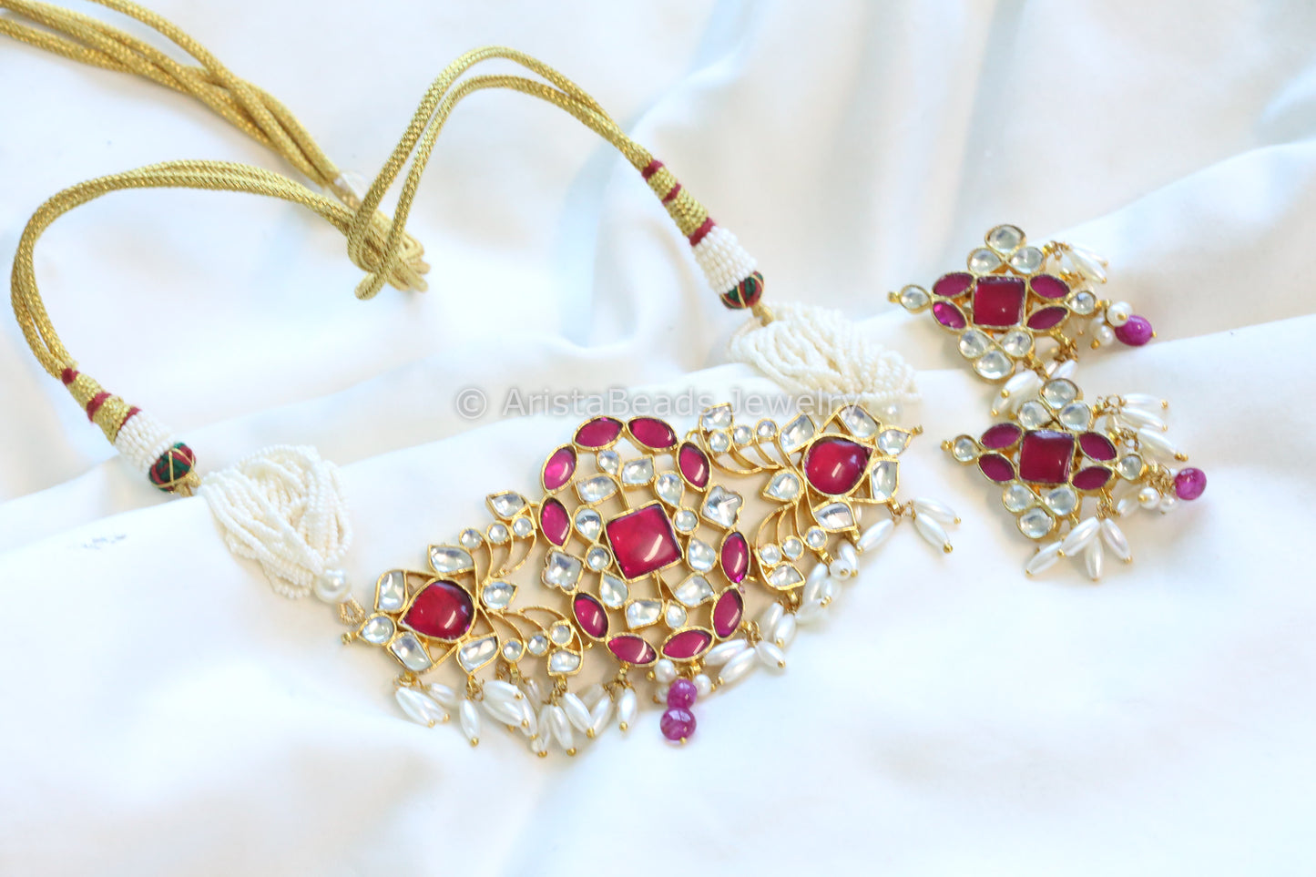 Aaira Pachi Kundan Choker Set (ABJ-N101-86)