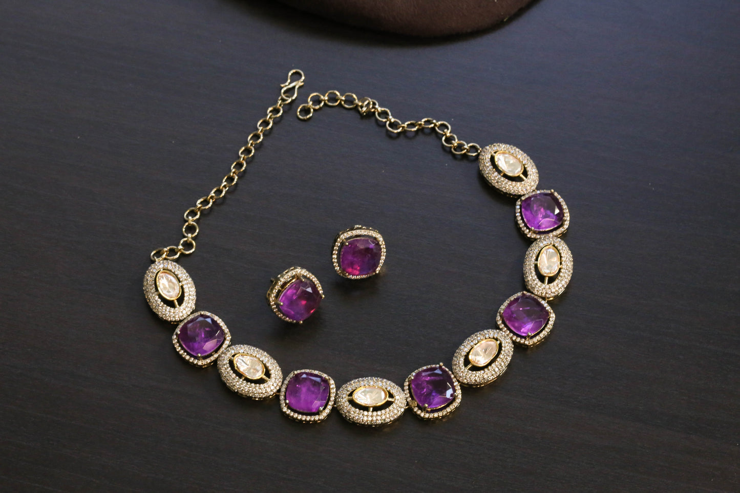 Real Moissanite & Purple Doublet Set (103-61)