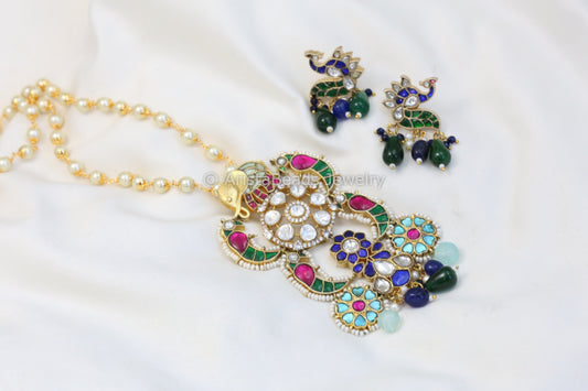 Handmade Jadau Kundan & Moissanite Necklace Set