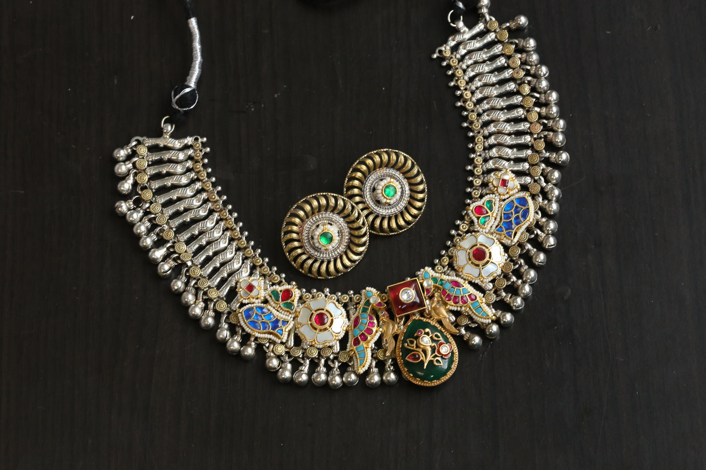 Dual Tone Fusion Kundan Necklace Set (ABJ-N101-99)